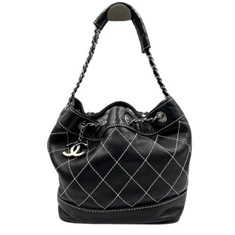 CHANEL Wild Stitch Shoulder Bag, Black Leather